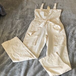 Guess Cream Jumpsuit with Belted Waist XS